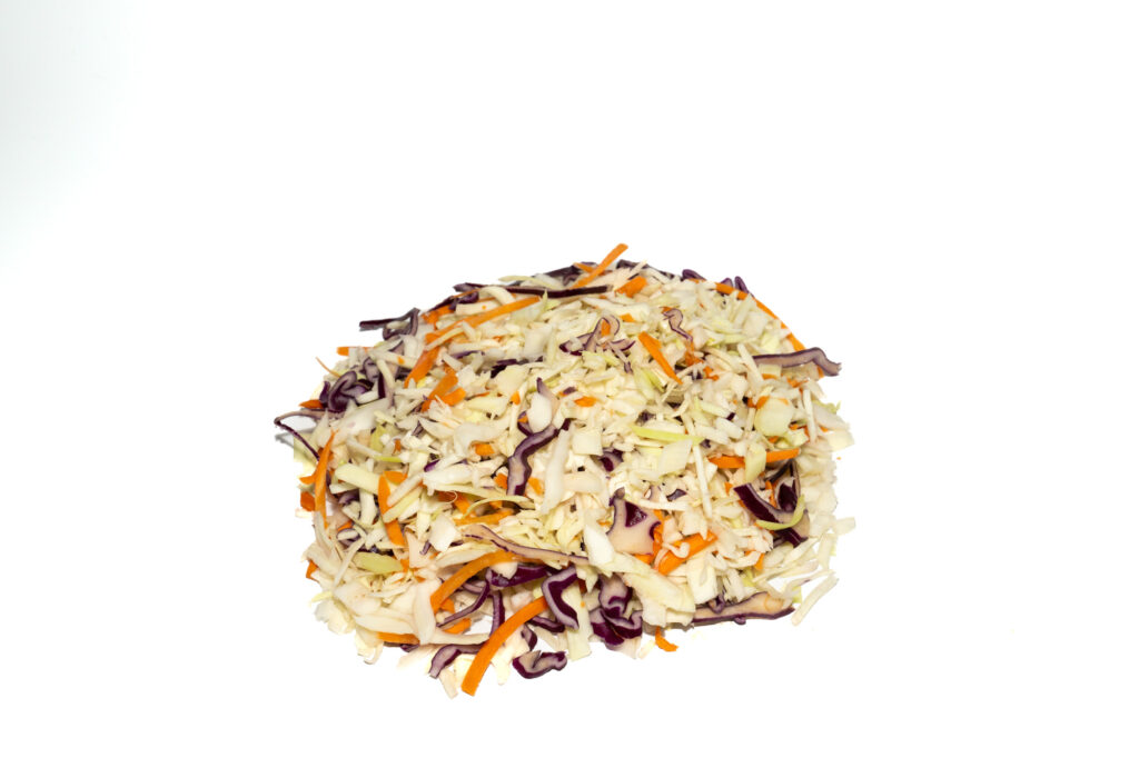 chopped mixed white and red cabbages with carrot